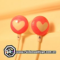 「R.D™」彩虹定做定制手繪耳機(jī)入耳式 愛心棒棒糖 熒光粉-白
